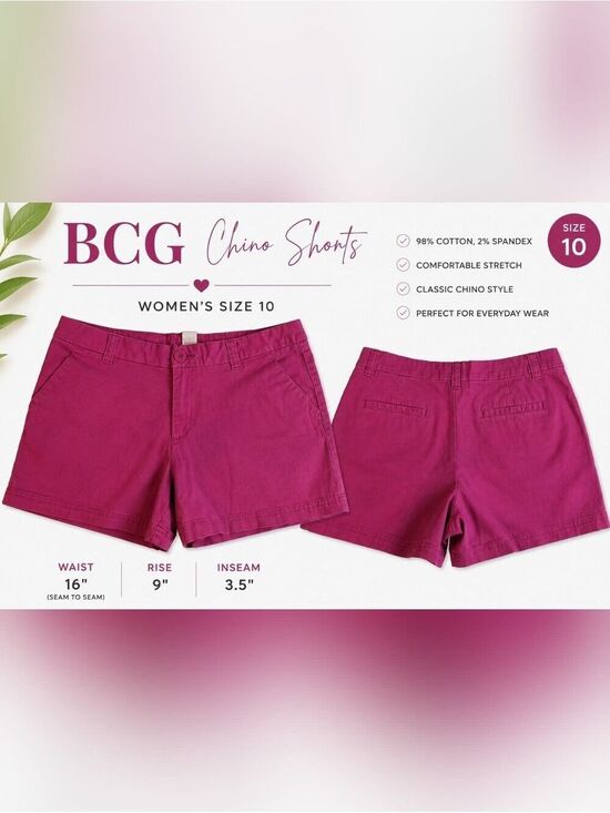bcg Pants - BCG Women's Magenta Pink Chino Shorts Size 10
